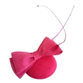 Rose red vintage fascinator hat with elegant oversized bow and delicate long feathers - Rose Red
