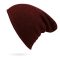 Minimalist winter knit beanie hat in deep wine red color with fine texture - One Size(Adjustable) / Burgundy