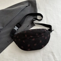 Schwarze Cord-Brusttasche mit Erdbeermuster und verstellbarem Schultergurt - Schwarz