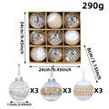 Christmas tree ball set with white velvet, pearls and linen ribbons in a gift box - Style 2 (R2-26)