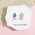 Golden rose pendant with colorful crystal for jewelry making DIY 10x22mm size - Multi-color Tulip / Gold