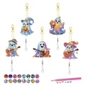 5-piece Halloween DIY diamond painting keychain set featuring ghosts and colorful tassels - Ghost Musician Style