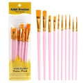 12-delige roze kunstenaars penseelset voor aquarel- olie- en acrylverf schilderen - 10-delige Set / Ijs Roze