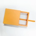 Scatola per gioielli arancione a cassetto con manico in nastro e stile sobrio - Arancione (con scatola interna arancione) / 7*7*2cm