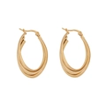 Chic golden triple-layered geometric C-shape hoop earrings in minimalist stainless steel - Three-layer Overlapping Oval Style (2#)