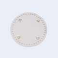 Round 15cm off-white PU leather bag bottom base with gold metal studs for DIY buckets - Off White