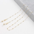 Golden eyewear chain featuring white faux pearls and adjustable rubber loops for women - Pearl & Metal Bead Mix