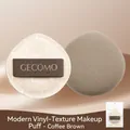 Brown Rubycell marshmallow powder puff with leather strap in retail packaging - Modern Vinyl Puff (Coffee Brown)