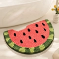 Tappeto da bagno a forma di anguria, semicerchio antiscivolo con texture soffice - 45*70cm / Un morso di anguria