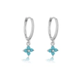 Boucles d'oreilles fleur géométrique en argent avec pierres bleues et zircons - Argent Turquoise