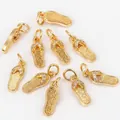 Pendentifs tongs en laiton doré avec accents en zircon pour la création de bijoux - N31 Slipper Gold Plated / 1 pièce