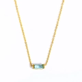 Gold plated titanium steel necklace featuring a rectangular light blue zircon pendant - December (Zircon) / Necklace