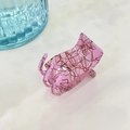 Pink matte hair claw clip with dark brown wavy patterns for high ponytail styles - High Ponytail Approx 3*5cm / Glossy Pink
