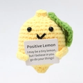 Handmade crochet positive lemon plush toy with encouraging message for stress relief - Lemon Standing