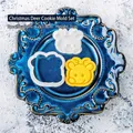 Cartoon reindeer Christmas cookie cutter mold for festive holiday baking with embossed details - Christmas Reindeer Blue