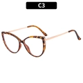Cat eye glasses frames in tortoiseshell resin with slim gold metal temples model C3 - Leopard Frame
