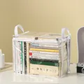 Transparent foldable book storage bag with white handle straps in 38x24x32cm size - Large / White