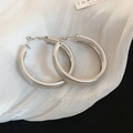 Minimalist matte silver chunky hoop earrings for women in a luxury aesthetic finish - 58# Silver (925 Sterling Silver Earring Post) / Diameter 51mm