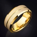 8MM matte gold stainless steel ring with polished groove and high gloss edges for unisex - US 5 / Gold