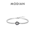 S925 sterling silver tennis bracelet with black enamel teardrop zircon and adjustable chain - Water Drop Style (RHB2085)