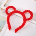 Funny red plush mouse ears headband with spring glowing design and soft texture - Red