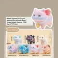 Lucky Cat Crystal Stone figurine in blue hue featuring pearl necklace and gemstone - Little Fortune Cat Resin Crystal Full Set Box - 6 Pcs