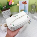 Quilted white storage bag with pink tulip embroidery shown held in a cozy home setting - Tulip Style / 17.5*9.5*8cm / Tulip Tissue Box