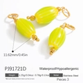 Set di 3 perle di vetro a strisce gialle con raccordi in acciaio inossidabile - Strisce Giallo Bianco (PJ91721D) / Confezione da 3