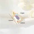 Aurora crystal rectangular pendant in 14K gold plated brass with 21.8mm length - AB Color