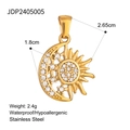 Gouden roestvrijstalen zon- en maan hanger met kristallen, waterbestendig en veiligheid - Zon Maan Sterren Stijl(JDP2405005)