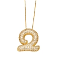 Collier chaîne vénitienne dorée avec pendentif chiffre 2 serti de zircons étincelants - Lettre Q