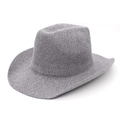 Classic grey woven western cowboy hat with curved brim and dimpled crown on white background - Gray