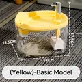 Smart yellow pet water fountain with 19x15.5x17.5cm dimensions and transparent tank - Basic Style / Yellow
