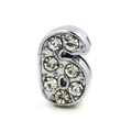 DIY 8mm silver number 6 charm pendant with sparkling rhinestones for jewelry making - Number 6 / 8mm / Chrome