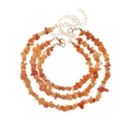Three-layer orange natural irregular stone beaded bracelets with gold-plated clasp finish - Orange