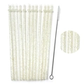 Cannucce riutilizzabili in plastica spessa con glitter dorati e spazzola per la pulizia - 12 Pezzi + 1 Spazzola (23cm) / Bianco