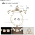 Dettagli macro e dimensioni del set di gioielli da sposa con perle e strass - Oro SET-J037G