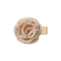 Detailed embroidery champagne rose hair clip with layered mesh and grosgrain ribbon base - Champagne