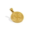 18K gold plated Pisces zodiac coin pendant with hammered texture and sunburst detail - Pisces - Single Pendant