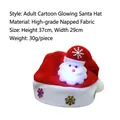 Bonnet de Noël lumineux pour adulte en tissu rouge avec motifs flocons dorés - Adultes LED Lumineux Père Noël