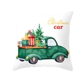 Detail of Christmas pillowcase with watercolor vintage truck, gifts and festive trees - Retro Gift Truck - White