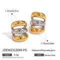 Pendientes de clip bicolor en acero inoxidable con diseño apilado de oro y plata - Solo 6,0g / Oro y Plata