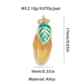 Detail showing dimensions of amber fruit pendant with green leaf for DIY jewelry - Mango Pendant