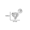 Silver labret stud with heart-shaped clear zircon and pavé setting, 0.64cm by 0.71cm - Cluster Heart (0155-8#) / Silver