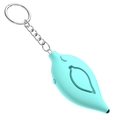 Leaf-shaped personal safety alarm in mint green with metal keychain attachment - Cyan