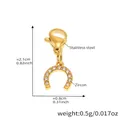 Pendentif fer à cheval en acier inoxydable doré avec zircons blancs et fermoir mousqueton - Pendentif Fer à Cheval en Zircon Or (D238)