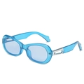 Fashionable sunglasses featuring a transparent blue frame with light blue oval lenses - Transparent Blue Frame Blue Lens