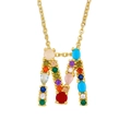 Gold letter M pendant necklace with colorful sparkling cubic zirconia crystal stones - Letter M