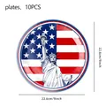 Pack of 10 US flag paper plates with Statue of Liberty design and 9 inch diameter - 9 Inch Plates 10PCS