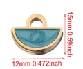 Semicircle gold plated lock pendant with green marble enamel for DIY jewelry making - Fan-Blue